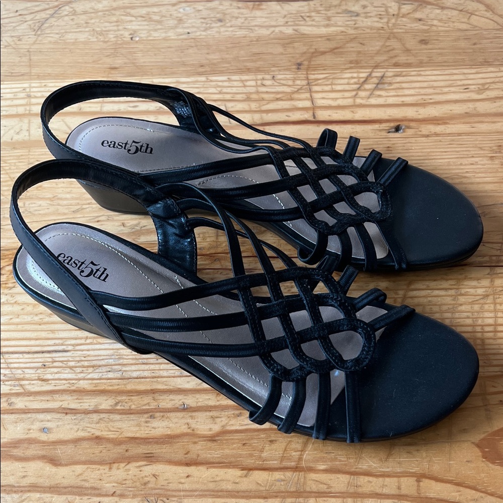 East 5th Strappy Black Women's Reno Wedge Sandals Size 9 Never Worn